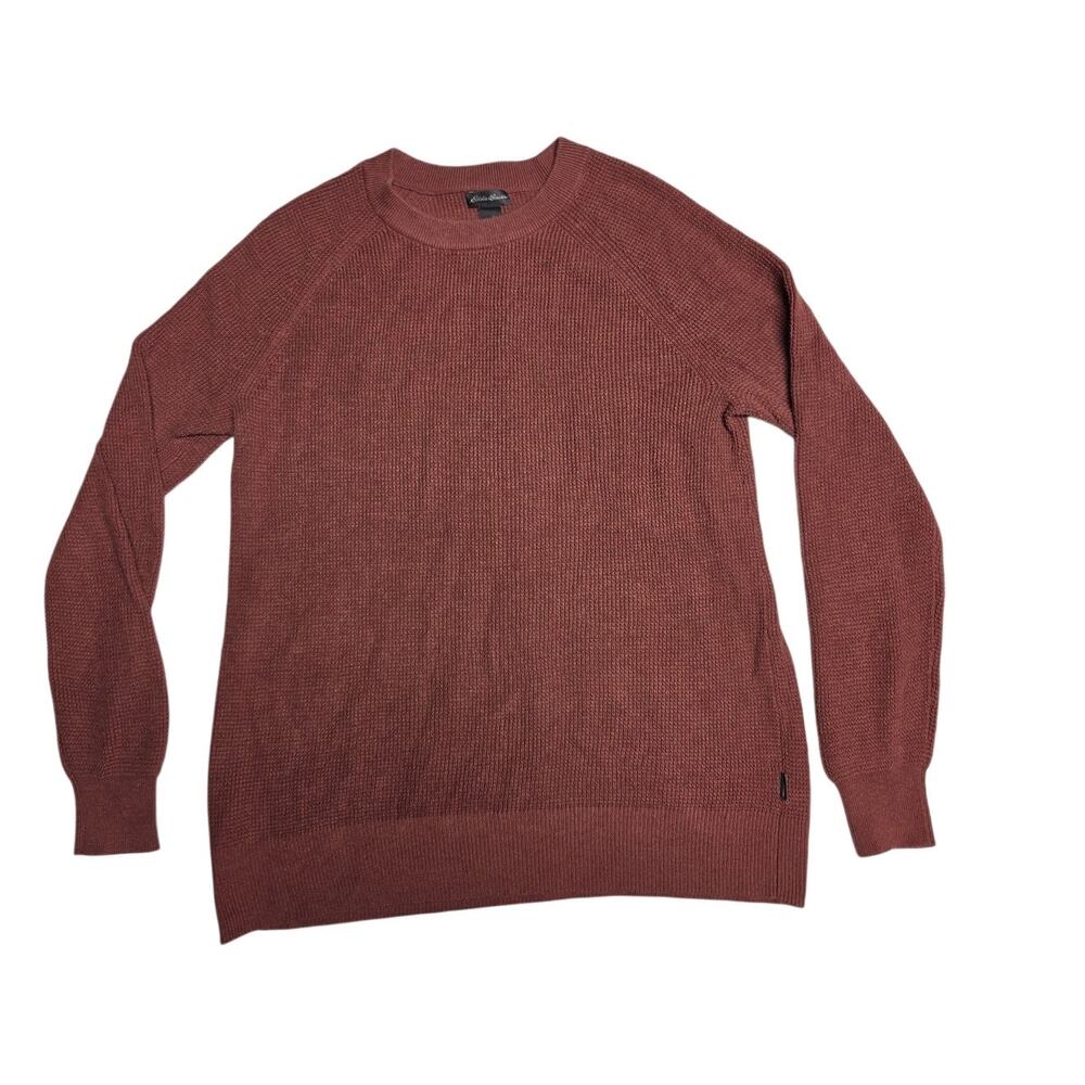 Eddie Bauer Terracotta Red Cotton Blend Crewneck Pullover Sweater Women Size